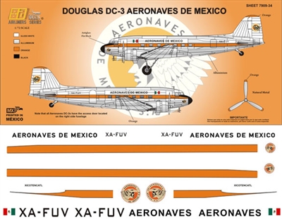 1:144 Aeronaves de Mexico (60's cs) Douglas DC-3