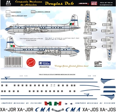1:144 Compania Mexicana de Aviacion (50's cs) Douglas DC-6