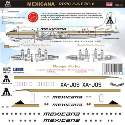 1:144 Mexicana (silkscreen stripes) Douglas DC-6