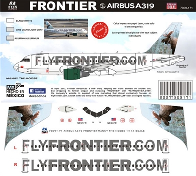1:144 Frontier Airlines Airbus A.319 "Manny the Moose"