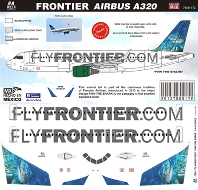 1:144 Frontier Airlines Airbus A.320 "Finn the Shark"