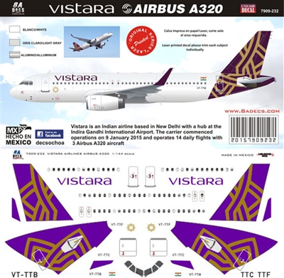 1:144 Vistara Airbus A.320