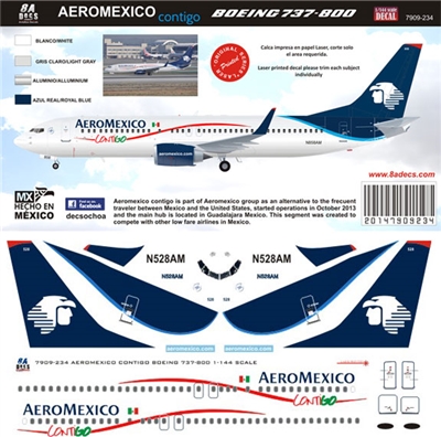 1:144 AeroMexico "Contigo" Boeing 737-800