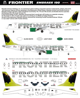 1:144 Frontier Airlines Embraer 190 "Humphrey the Bison"