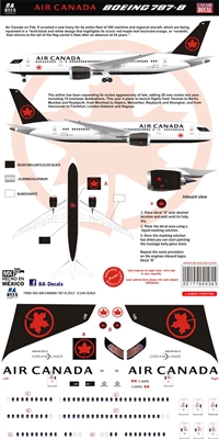 1:144 Air Canada (2017 cs) Boeing 787-8 (full laser printed)