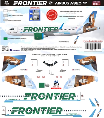 1:144 Frontier Airlines A.320 NEO "Champ the Bronco"