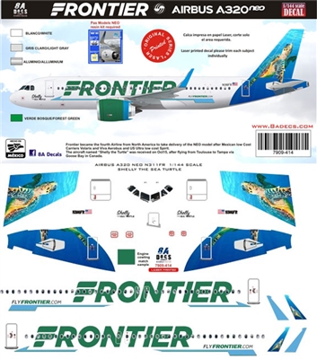 1:144 Frontier Airlines Airbus A.320 NEO 'Shelly the Turtle'