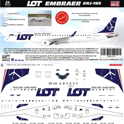 1:144 LOT Polish Embraer 195