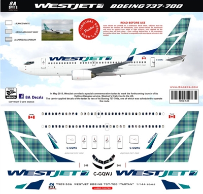 1:144 WestJet ("Tartan"cs) Boeing 737-700