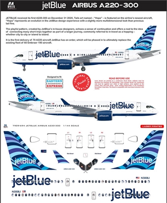 1:144 JetBlue 'Hops' Airbus A.220-300