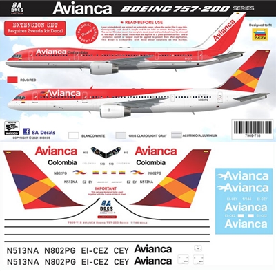 1:144 Avianca Colombia Boeing 757-200