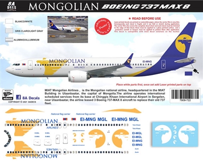 1:144 Mongolian Airlines Boeing 737-MAX8