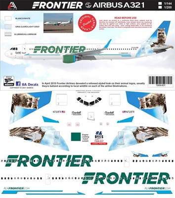 1:144 Frontier Airlines Airbus A.321NEO  "Crocket the Racoon"