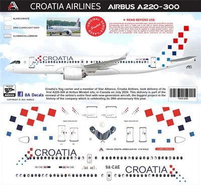 1:144 Croatia Airlines Airbus A.220-300