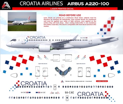 1:144 Croatia Airlines Airbus A.220-100