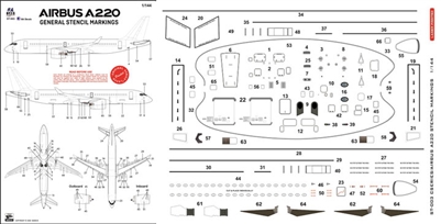 1:144 Airbus A.220 family Stencil Set