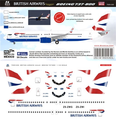 1:200 British Airways (Comair) Boeing 737-800