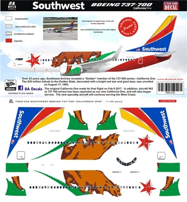 1:200 Southwest Airlines (2015 cs) 'California One' Boeing 737-700