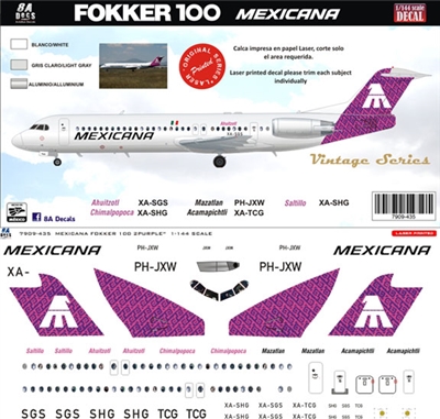 1:200 Mexicana 'Saltillo' (purple cs) Fokker 100