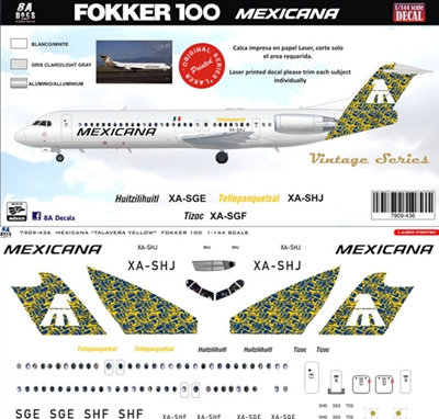1:200 Mexicana 'Talaver' (yellow cs) Fokker 100