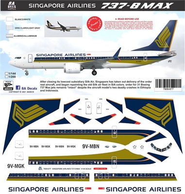 1:200 Singapore Airlines Boeing 737-MAX8