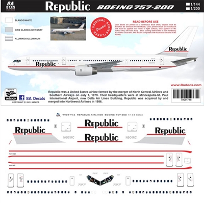 1:200 Republic Airlines Boeing 757-200