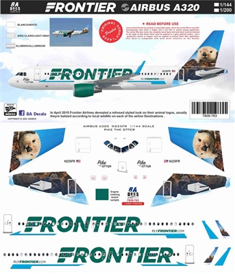 1:200 Frontier Airlines 'Pike the Otter' Airbus A.320NEO
