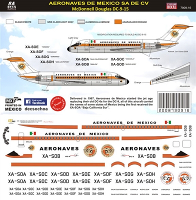 1:72 Aeronaves de Mexico (1960's cs) Douglas DC-9-15