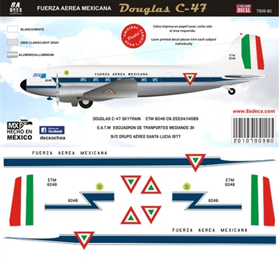 1:72 Fuerza Aerea Mexicana Douglas C.47 ETM cs