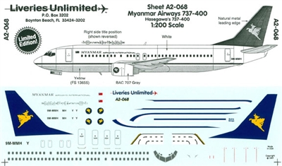 1:200 Myanmar Airways Boeing 737-400