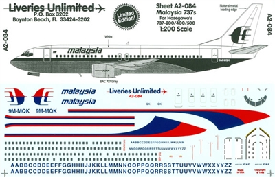 1:200 Malaysian Airlines Boeing 737's