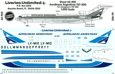 1:200 Aerolineas Argentinas Boeing 727-200