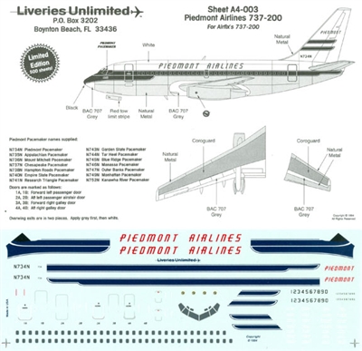 1:144 Piedmont Airlines Boeing 737-200