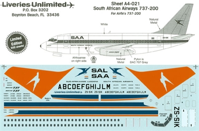 1:144 South African Airways Boeing 737-200