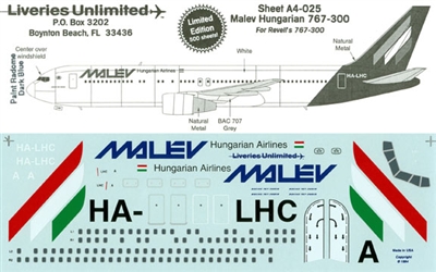 1:144 Malev Boeing 767-200 / -300