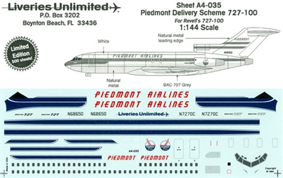 1:144 Piedmont Airlines Boeing 727-100