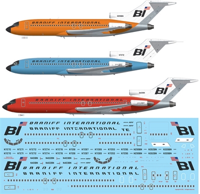 1:144 Braniff International 'Jellybean' cs Boeing 727-27 / -27C / -227