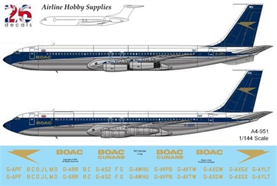 1:144 BOAC, BOAC Cunard & BOAC Cargo Boeing 707-336C / 436 Gold Foil Elements