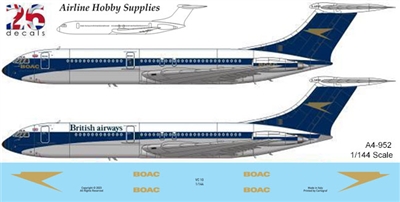 1:144 BOAC Vickers VC-10 Gold Foil Elements