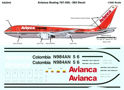 1:200 Avianca Colombia Boeing 767-200/-300
