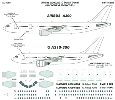1:144 Windows & Details, Airbus A.300B / A.310