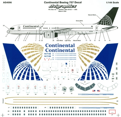 1:144 Continental Boeing 757's