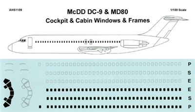 1:100 Windows & Frames, DC-9 / MD80