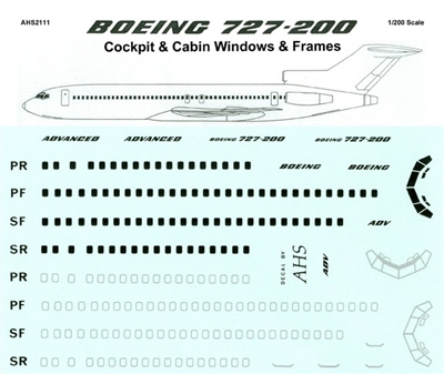 1:200 Windows & Frames, Boeing 727-200 *Sold Out*