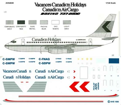 1:144 Canadian Cargo / Holidays Boeing 737-200