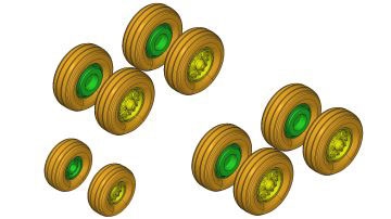 1:144 Boeing 757 - Weighted wheels "Early Type" (Zvezda kit)