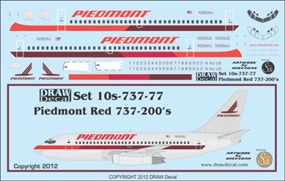 1:100 Piedmont (metal red) Boeing 737-200