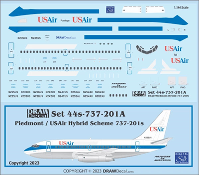 1:100 US Air (Piedmont Airlines hybrid cs)  Boeing 737-200