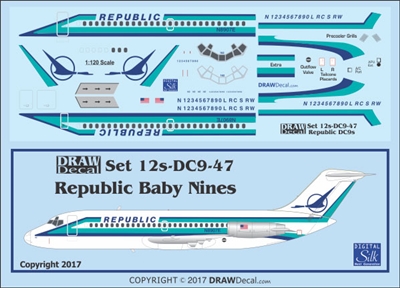 1:120 Republic Airlines Douglas DC-9-14/-15