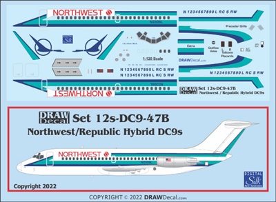 1:120 Republic Airlines / Northwest Hybrid Douglas DC-9-14/-15